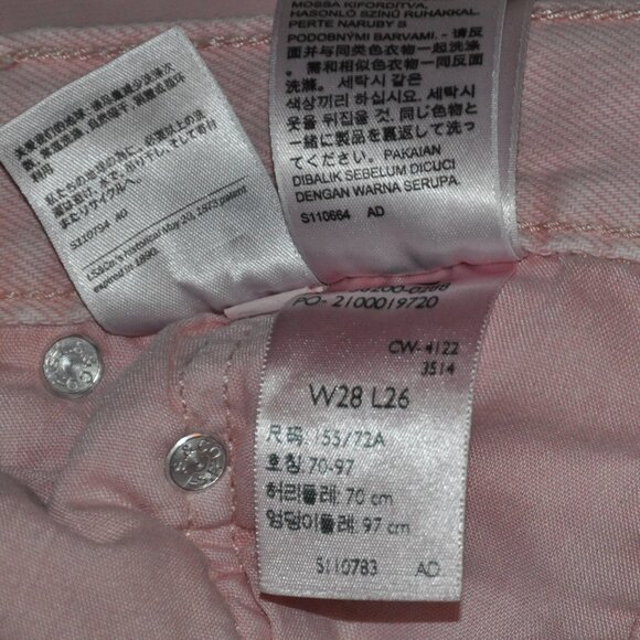 Levi's 501 Pastel Light Pink Button Fly Denim Straight Leg Jeans W28, L26 - Picture 6 of 7